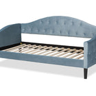 Baxton Studio Benjamin Modern and Contemporary Light Blue Velvet Fabric Upholstered and Dark Brown Finished Wood Full Size Daybed