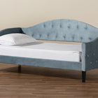 Baxton Studio Benjamin Modern and Contemporary Light Blue Velvet Fabric Upholstered and Dark Brown Finished Wood Full Size Daybed