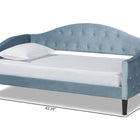 Baxton Studio Benjamin Modern and Contemporary Light Blue Velvet Fabric Upholstered and Dark Brown Finished Wood Full Size Daybed
