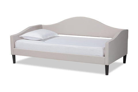 Baxton Studio Milligan Modern and Contemporary Beige Fabric Upholstered and Dark Brown Finished Wood Full Size Daybed