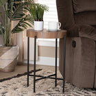 Baxton Studio Savion Modern Industrial Walnut Brown Finished Wood and Black Metal End Table