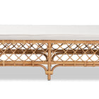 bali & pari Orchard Modern Bohemian White Fabric Upholstered and Natural Brown Rattan Bench