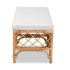 bali & pari Orchard Modern Bohemian White Fabric Upholstered and Natural Brown Rattan Bench