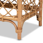 bali & pari Orchard Modern Bohemian White Fabric Upholstered and Natural Brown Rattan Bench