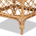 bali & pari Orchard Modern Bohemian White Fabric Upholstered and Natural Brown Rattan Ottoman