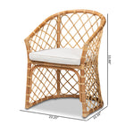 bali & pari Orchard Modern Bohemian White Fabric Upholstered and Natural Brown Rattan Dining Chair