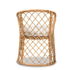bali & pari Orchard Modern Bohemian White Fabric Upholstered and Natural Brown Rattan Dining Chair