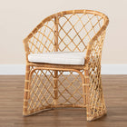 bali & pari Orchard Modern Bohemian White Fabric Upholstered and Natural Brown Rattan Dining Chair