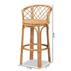 bali & pari Orchard Modern Bohemian Natural Brown Rattan Bar Stool
