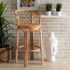 bali & pari Orchard Modern Bohemian Natural Brown Rattan Bar Stool