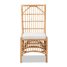 bali & pari Rose Modern Bohemian White Fabric Upholstered and Natural Brown Rattan Dining Chair