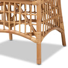 bali & pari Rose Modern Bohemian White Fabric Upholstered and Natural Brown Rattan Dining Chair