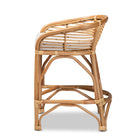 bali & pari Maverick Modern Bohemian White Fabric Upholstered and Natural Brown Rattan Counter Stool