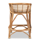 bali & pari Maverick Modern Bohemian White Fabric Upholstered and Natural Brown Rattan Counter Stool