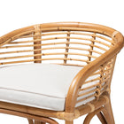 bali & pari Maverick Modern Bohemian White Fabric Upholstered and Natural Brown Rattan Counter Stool