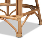 bali & pari Maverick Modern Bohemian White Fabric Upholstered and Natural Brown Rattan Counter Stool