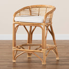 bali & pari Maverick Modern Bohemian White Fabric Upholstered and Natural Brown Rattan Counter Stool