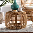 bali & pari Maverick Modern Bohemian Natural Brown Rattan End table