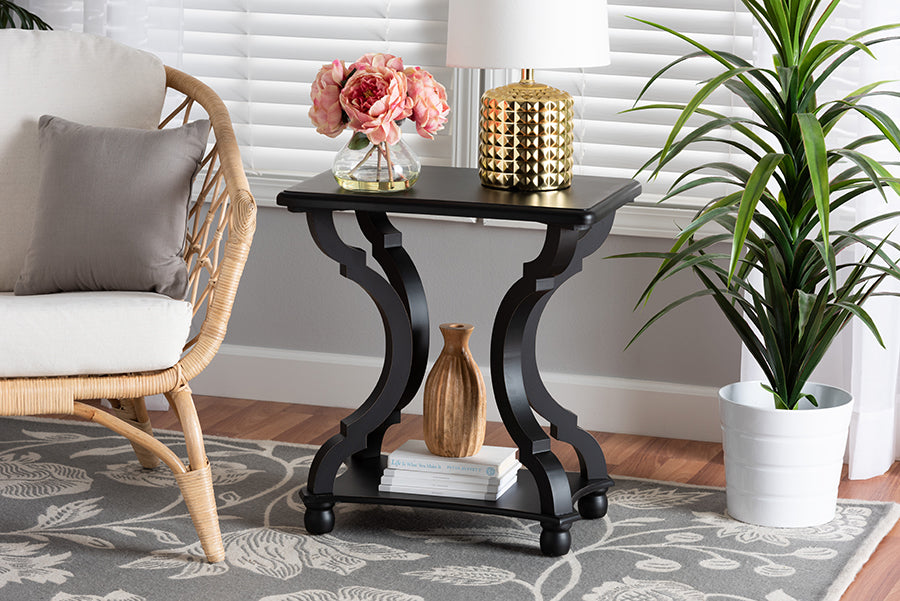 Baxton Studio Cianna Classic and Traditional Black Wood End Table