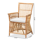 bali & pari Rose Modern Bohemian White Fabric Upholstered and Natural Brown Rattan Armchair