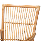 bali & pari Rose Modern Bohemian White Fabric Upholstered and Natural Brown Rattan Armchair