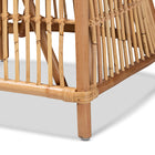 bali & pari Rose Modern Bohemian White Fabric Upholstered and Natural Brown Rattan Armchair