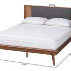 Baxton Studio Delfina Mid-Century Modern Dark Grey Fabric and Walnut Brown Finished Wood King Size Platform Bed