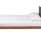 Baxton Studio Delfina Mid-Century Modern Dark Grey Fabric and Walnut Brown Finished Wood Queen Size Platform Bed