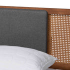 Baxton Studio Delfina Mid-Century Modern Dark Grey Fabric and Walnut Brown Finished Wood King Size Platform Bed
