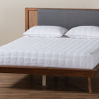 Baxton Studio Delfina Mid-Century Modern Dark Grey Fabric and Walnut Brown Finished Wood Queen Size Platform Bed