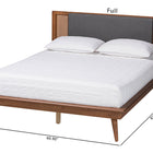 Baxton Studio Delfina Mid-Century Modern Dark Grey Fabric and Walnut Brown Finished Wood King Size Platform Bed