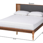 Baxton Studio Eliseo Mid-Century Modern Dark Grey Fabric and Walnut Brown Finished Wood King Size Platform Bed