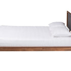 Baxton Studio Eliseo Mid-Century Modern Dark Grey Fabric and Walnut Brown Finished Wood Queen Size Platform Bed