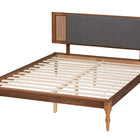 Baxton Studio Eliseo Mid-Century Modern Dark Grey Fabric and Walnut Brown Finished Wood King Size Platform Bed