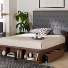 Baxton Studio Jalie Classic Transitional Grey Fabric and Walnut Brown Finished Wood King Size Platform Storage Bed