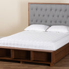 Baxton Studio Jalie Classic Transitional Grey Fabric and Walnut Brown Finished Wood King Size Platform Storage Bed