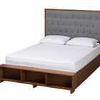 Baxton Studio Jalie Classic Transitional Grey Fabric and Walnut Brown Finished Wood King Size Platform Storage Bed