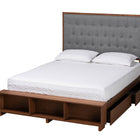 Baxton Studio Jalie Classic Transitional Grey Fabric and Walnut Brown Finished Wood King Size Platform Storage Bed