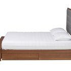 Baxton Studio Jalie Classic Transitional Grey Fabric and Walnut Brown Finished Wood King Size Platform Storage Bed