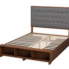 Baxton Studio Jalie Classic Transitional Grey Fabric and Walnut Brown Finished Wood King Size Platform Storage Bed