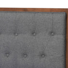 Baxton Studio Jalie Classic Transitional Grey Fabric and Walnut Brown Finished Wood King Size Platform Storage Bed