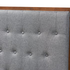 Baxton Studio Harumi Classic and Traditional Grey Fabric and Walnut Brown Finished Wood King size Headboard