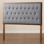 Baxton Studio Harumi Classic and Traditional Grey Fabric and Walnut Brown Finished Wood King size Headboard