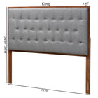 Baxton Studio Harumi Classic and Traditional Grey Fabric and Walnut Brown Finished Wood King size Headboard