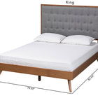 Baxton Studio Dericia Classic and Traditional Grey Fabric and Walnut Brown Finished Wood King Size Platform Bed