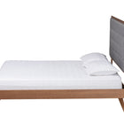 Baxton Studio Dericia Classic and Traditional Grey Fabric and Walnut Brown Finished Wood King Size Platform Bed