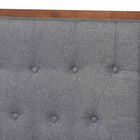 Baxton Studio Dericia Classic and Traditional Grey Fabric and Walnut Brown Finished Wood King Size Platform Bed