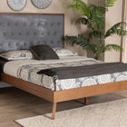 Baxton Studio Dericia Classic and Traditional Grey Fabric and Walnut Brown Finished Wood King Size Platform Bed