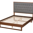 Baxton Studio Bryn Classic and Traditional Grey Fabric and Walnut Brown Finished Wood King Size Platform Bed