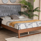 Baxton Studio Bryn Classic and Traditional Grey Fabric and Walnut Brown Finished Wood King Size Platform Bed
